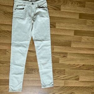 Ralph Lauren Womens Denim Jeans Skinny Curvy Mid Rise Super Stretch Cream Size 0
